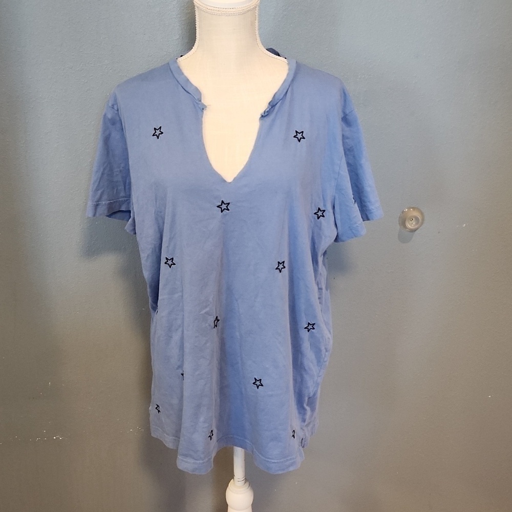 Victoria's Secret Pink vneck star embroidery oversized sleep shirt